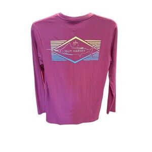 Guy Harvey UVX T-Shirt Men's M Purple Long Sleeve Graphic Fishing Back